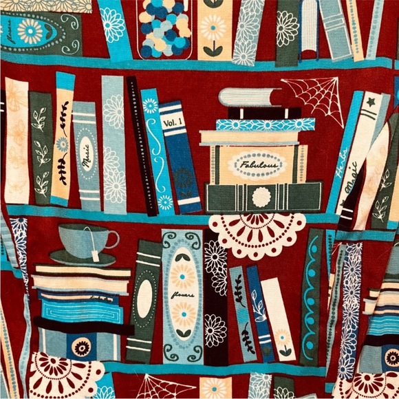 Lindy Bop Red and Blue Book Print Dress - Picture 2 of 7